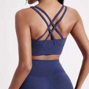 Women's solid color cross back sports bra