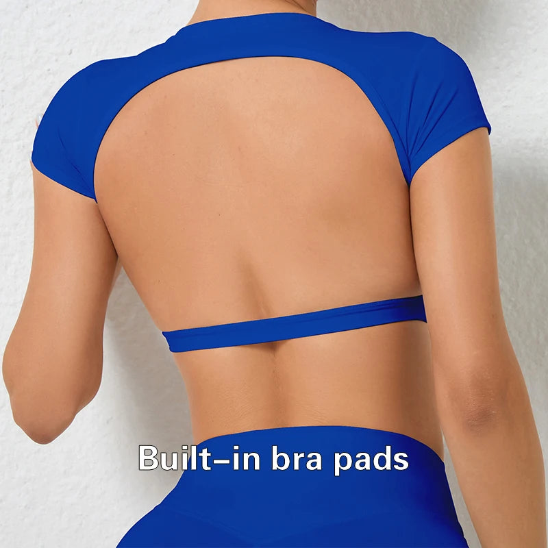 Backless crop top workout top
