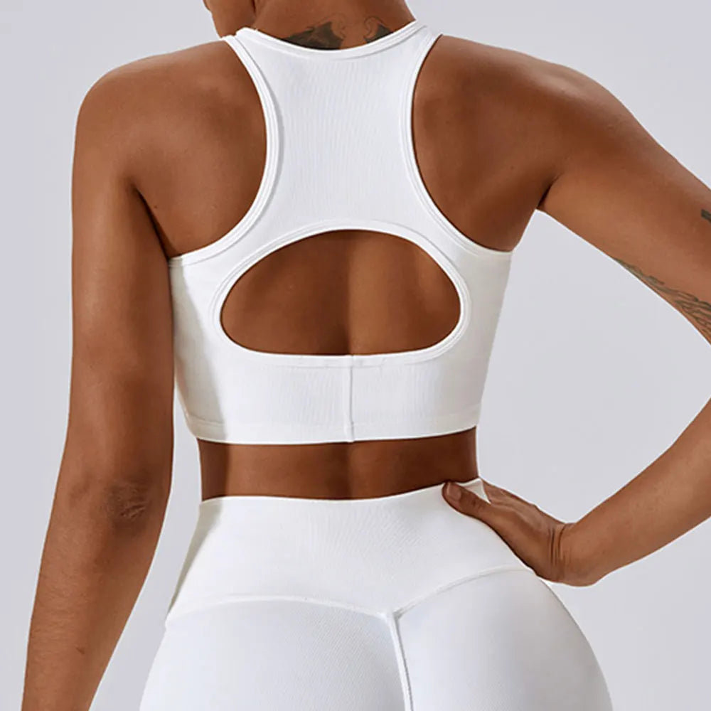 Women's Rib Sport Bra With Chest Pad