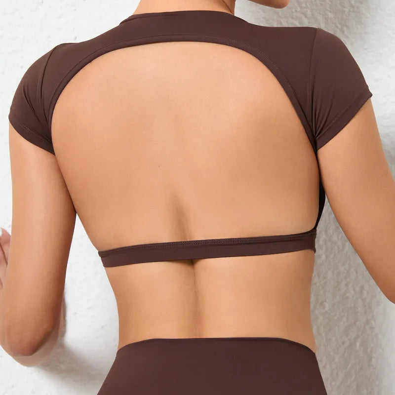 Backless crop top workout top