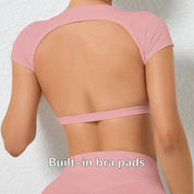 Backless crop top workout top