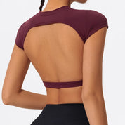 Backless crop top workout top