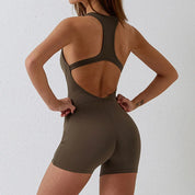 One piece elastic fitness jumpsuit