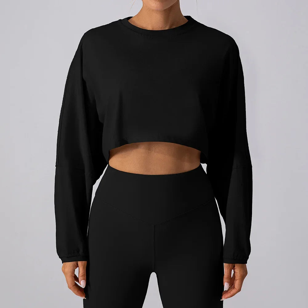 Women Sports Crop Top Long Sleeve shirt