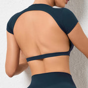 Backless crop top workout top