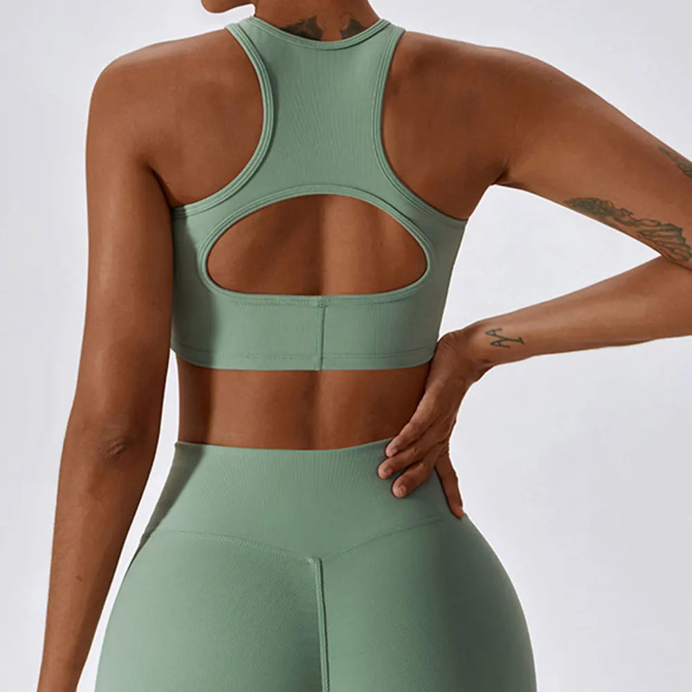 Women's Rib Sport Bra With Chest Pad