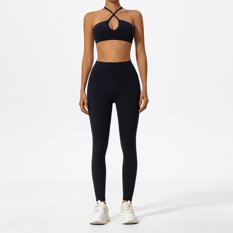 Two-Piece Women's Sports Crossover Yoga Set