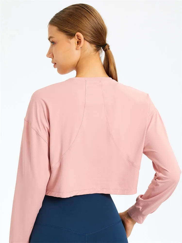 Loose Fit Long Sleeve Crop Top Sweatshirt