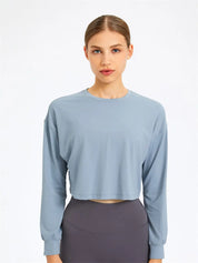 Loose Fit Long Sleeve Crop Top Sweatshirt