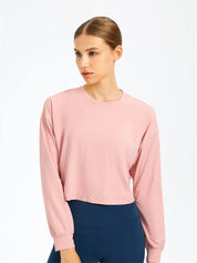 Loose Fit Long Sleeve Crop Top Sweatshirt