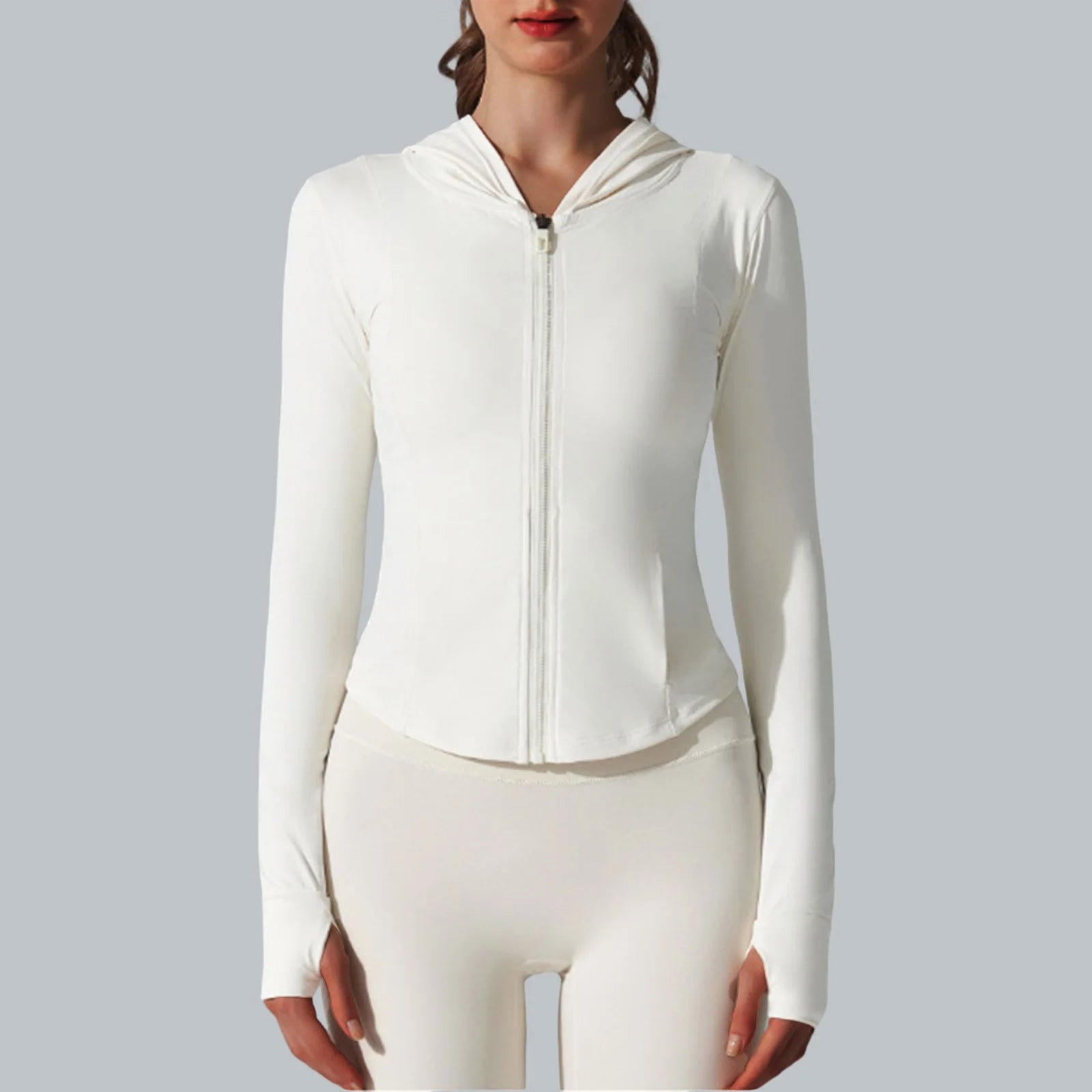 Women's Zip-Up Hooded Slim Fit Jacket