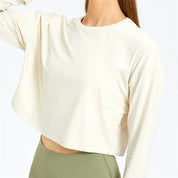 Loose Fit Long Sleeve Crop Top Sweatshirt