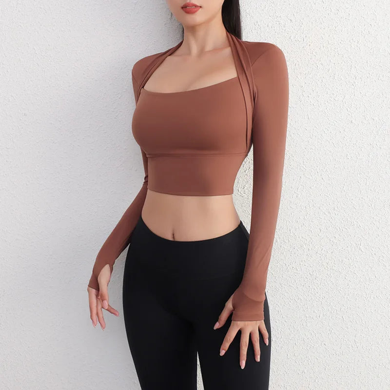 Women's yoga long sleeve crop top shirt