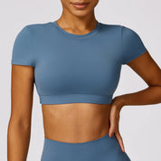 Sexy Hollow Back Crop Top Short Sleeve