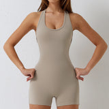 One piece elastic fitness jumpsuit