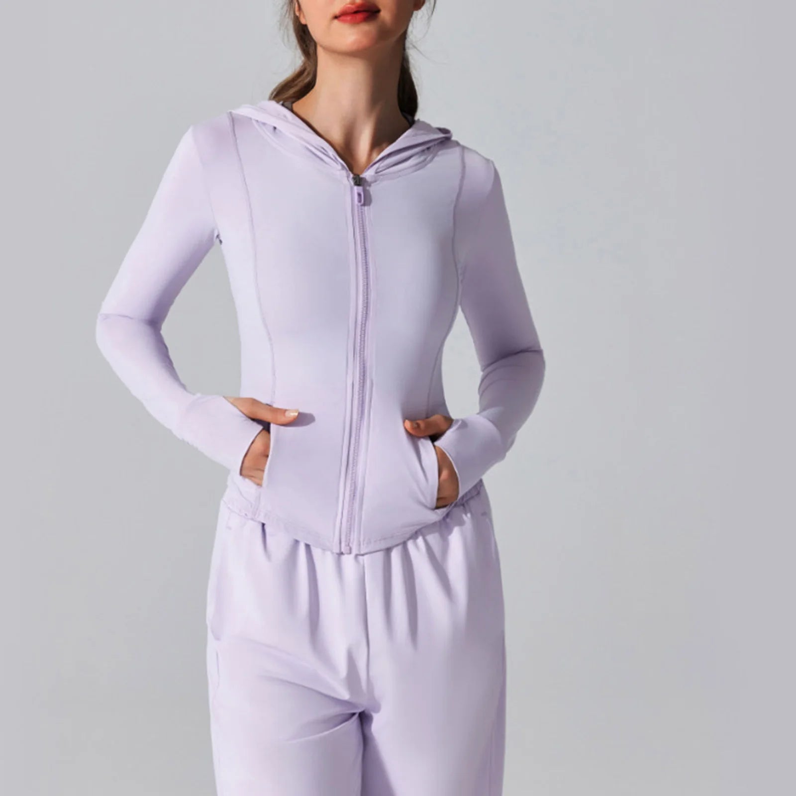 Women's Zip-Up Hooded Slim Fit Jacket