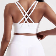 Women's solid color cross back sports bra