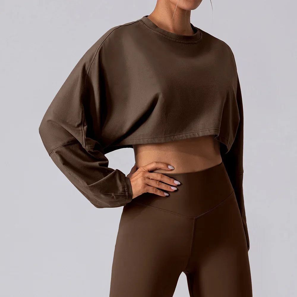 Women Sports Crop Top Long Sleeve shirt