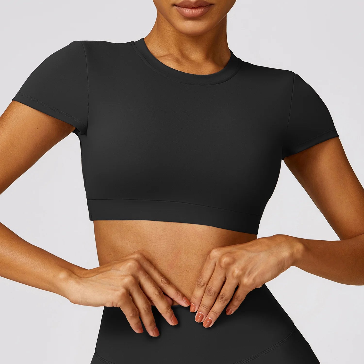 Sexy Hollow Back Crop Top Short Sleeve