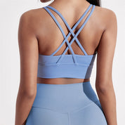 Women's solid color cross back sports bra