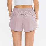 Auxxilus 여성용 2 in 1 짐 피트니스 반바지 사이드 포켓