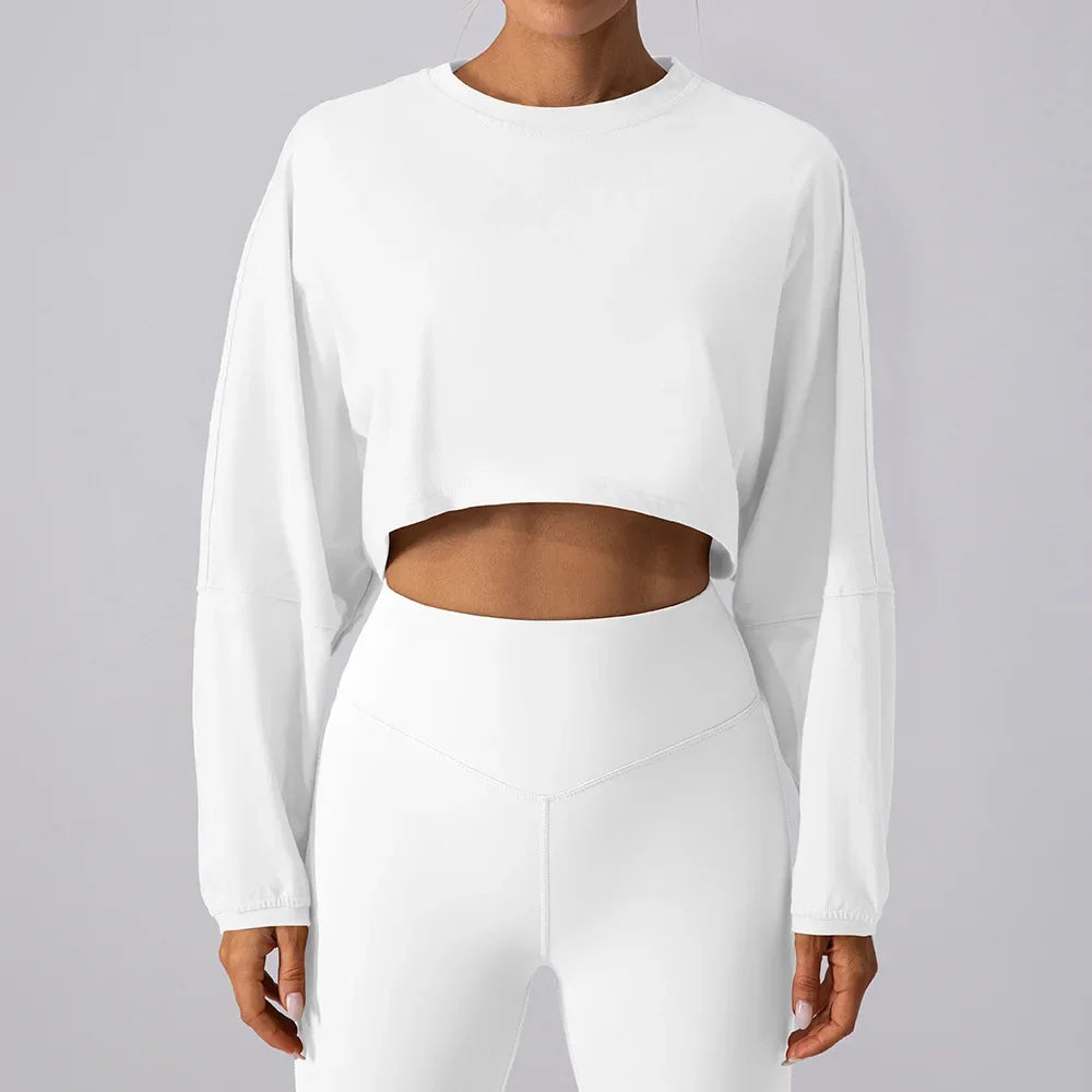 Women Sports Crop Top Long Sleeve shirt