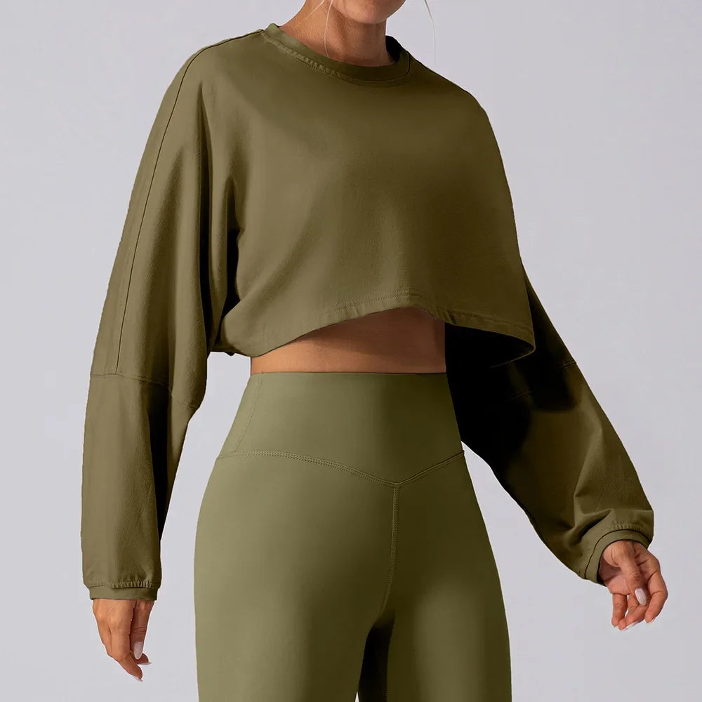 Women Sports Crop Top Long Sleeve shirt