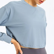 Loose Fit Long Sleeve Crop Top Sweatshirt