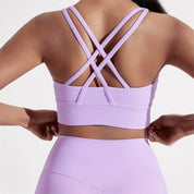 Women's solid color cross back sports bra