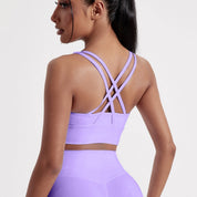 Women's solid color cross back sports bra