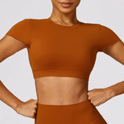 Sexy Hollow Back Crop Top Short Sleeve