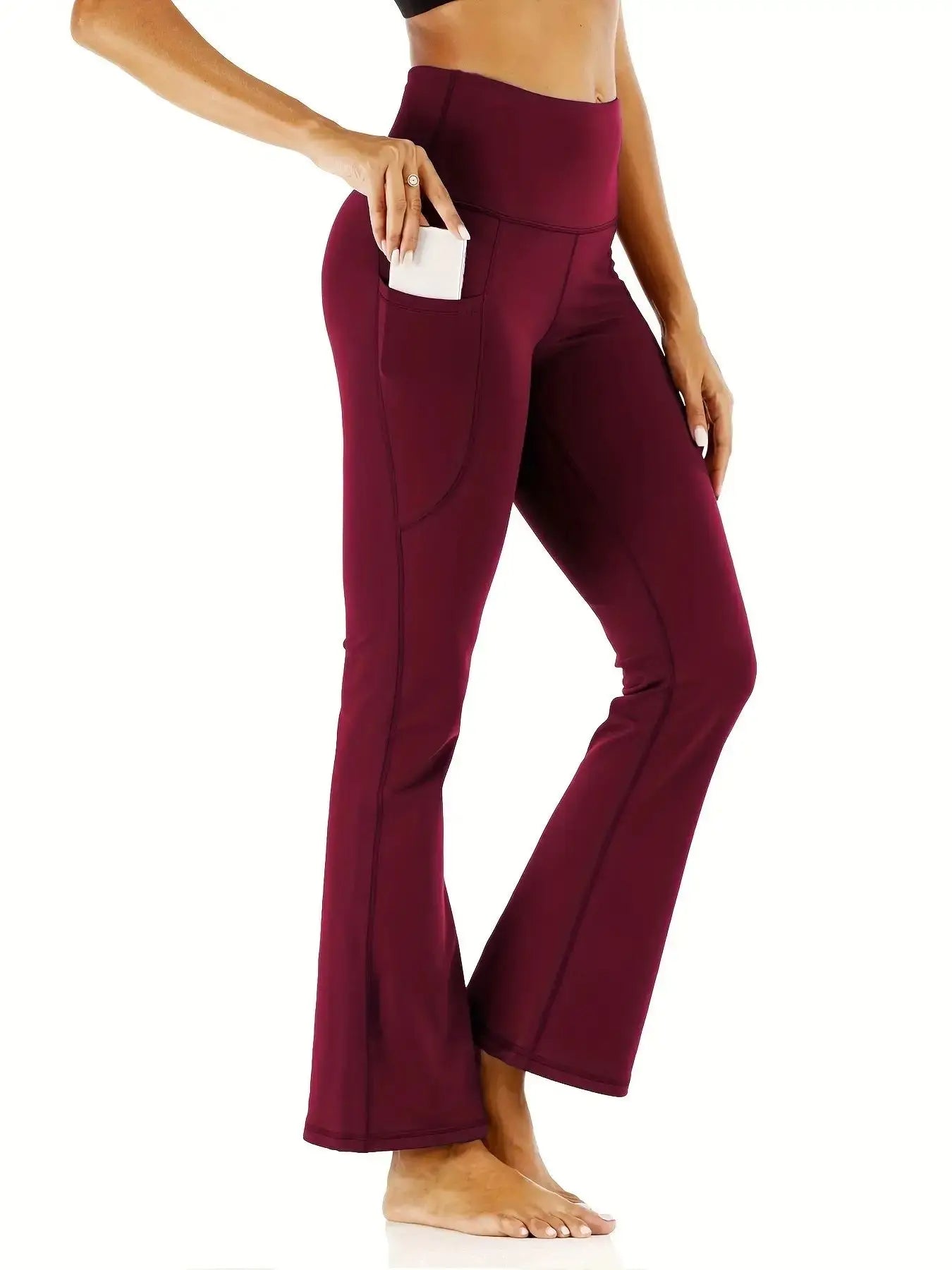 Women's high waisted flared pants with pockets