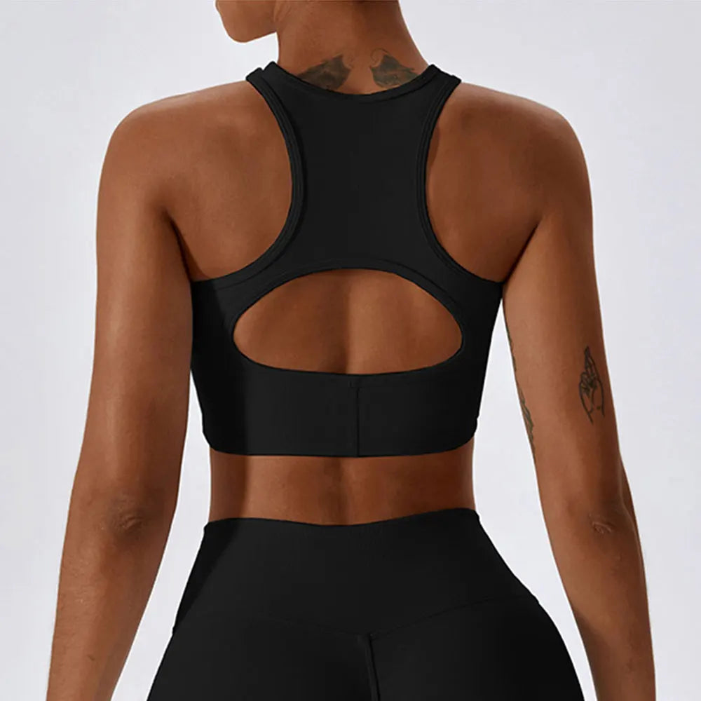 Women's Rib Sport Bra With Chest Pad