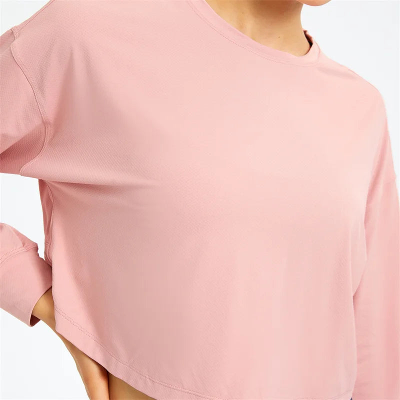 Loose Fit Long Sleeve Crop Top Sweatshirt