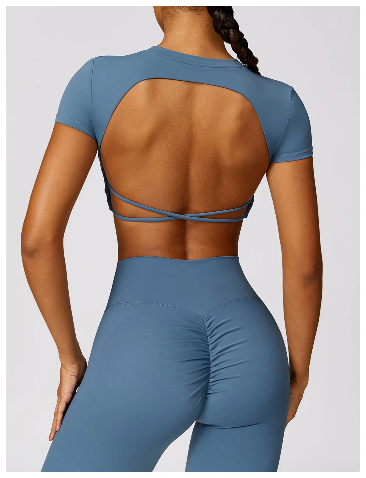 Sexy Hollow Back Crop Top Short Sleeve