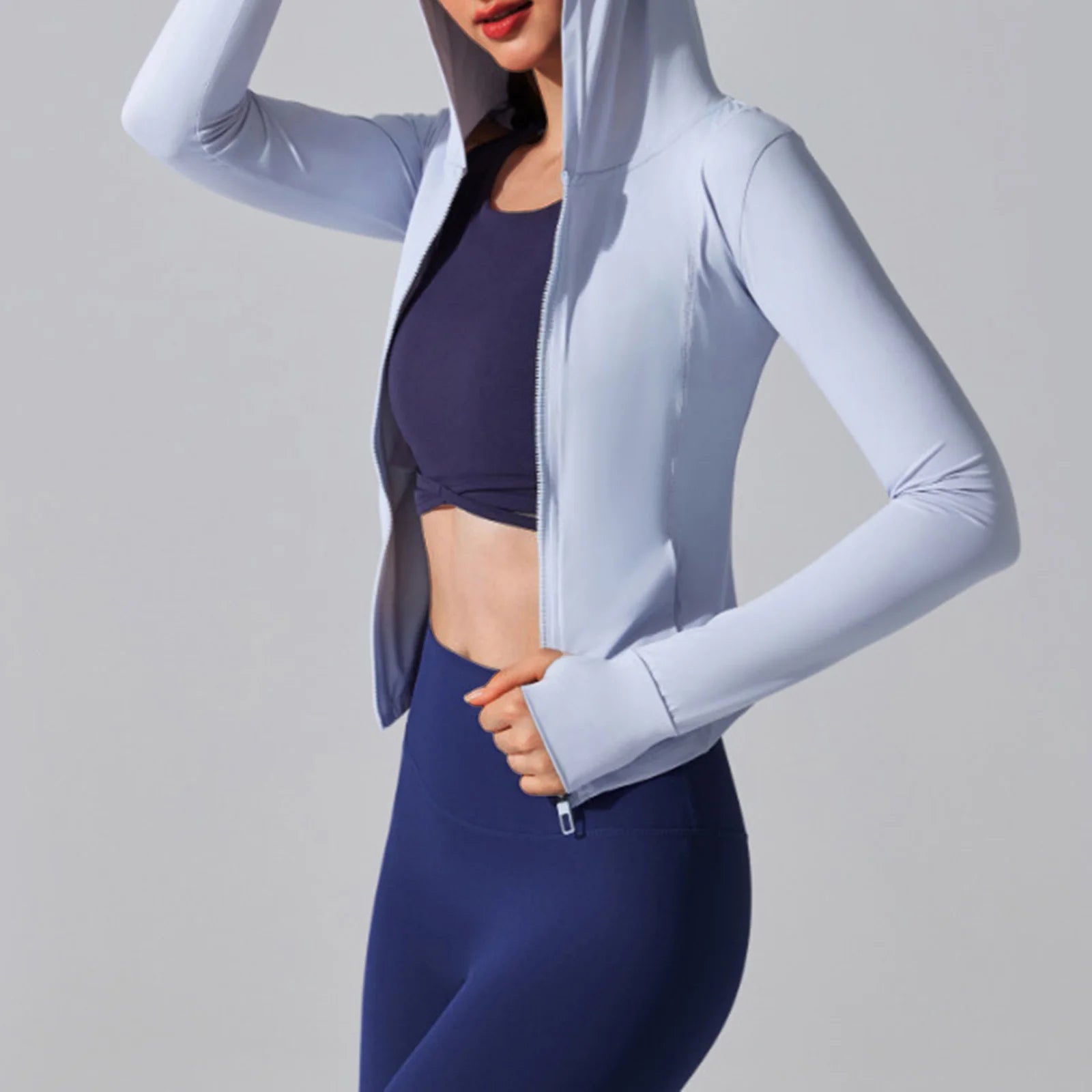 Women's Zip-Up Hooded Slim Fit Jacket