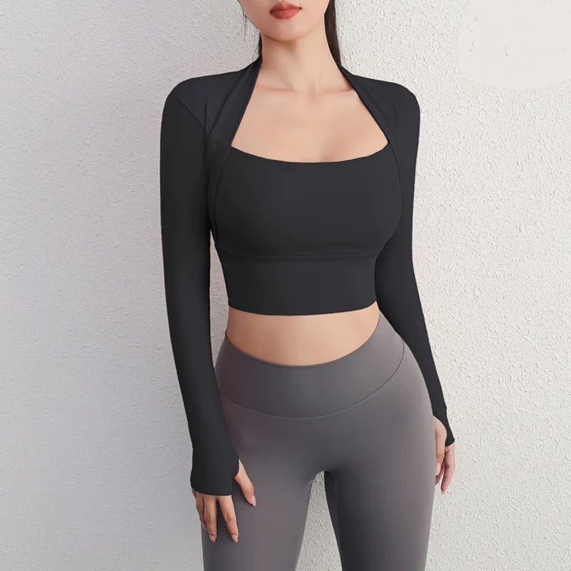 Women's yoga long sleeve crop top shirt