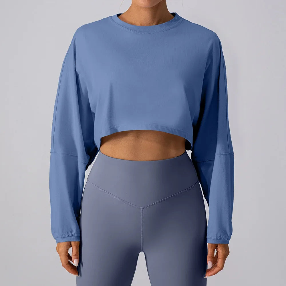 Women Sports Crop Top Long Sleeve shirt