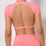 Backless crop top workout top