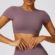 Sexy Hollow Back Crop Top Short Sleeve